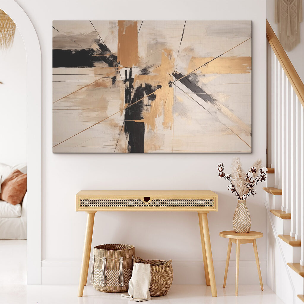 Diagonales convergentes en ocre — interior 1