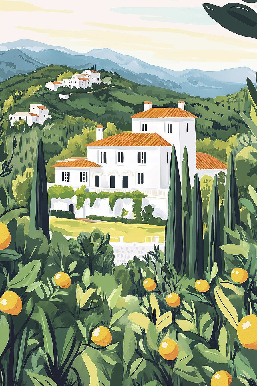 Casas blancas sobre limonar — diseño completo