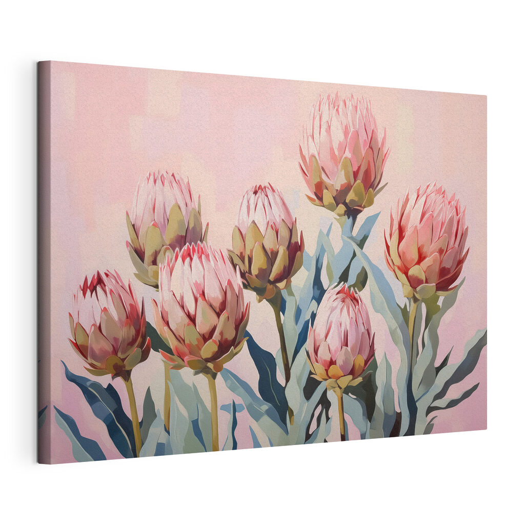 Protea rosa sobre pastel — vista del producto