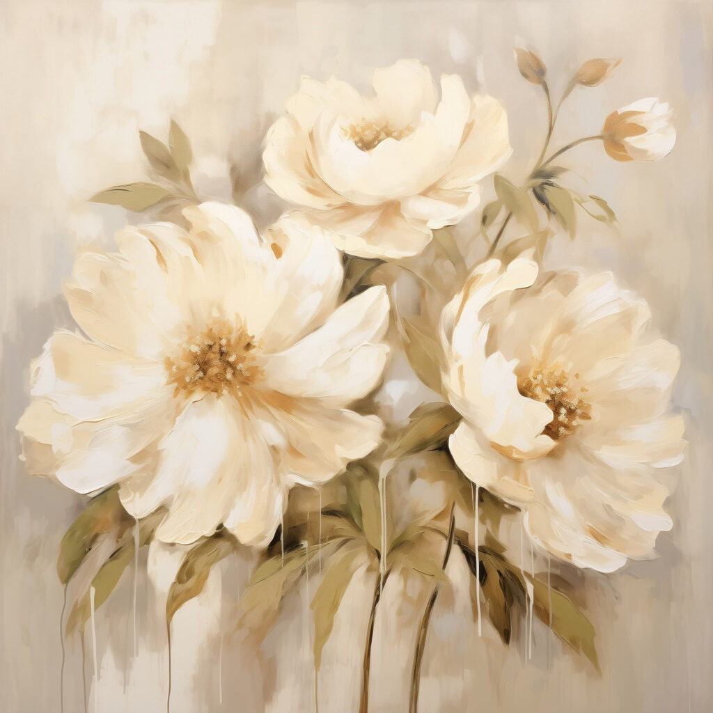 Flores crema sobre beige — diseño completo