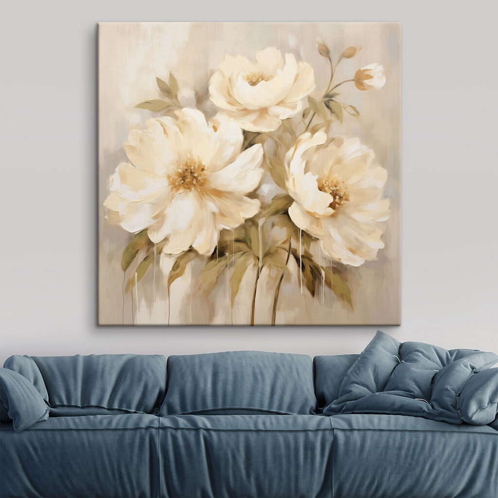 Flores crema sobre beige — interior 1