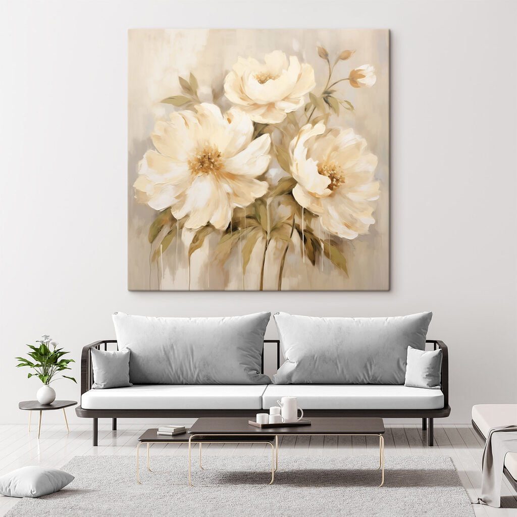 Flores crema sobre beige — interior 2