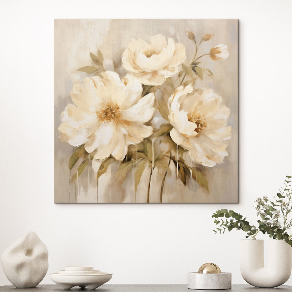 Flores crema sobre beige — interior 3