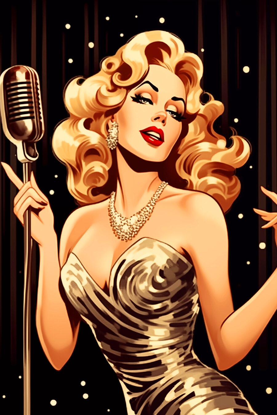 Cantante con micrófono dorado — diseño completo