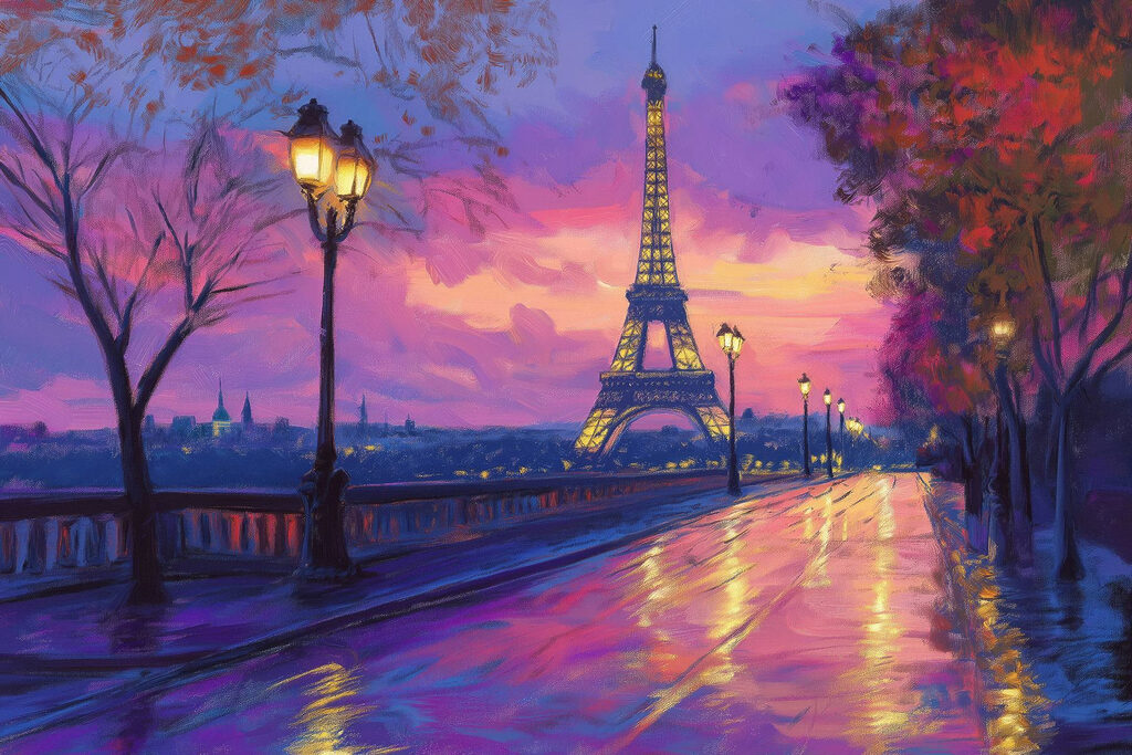 París en luz violeta — diseño completo