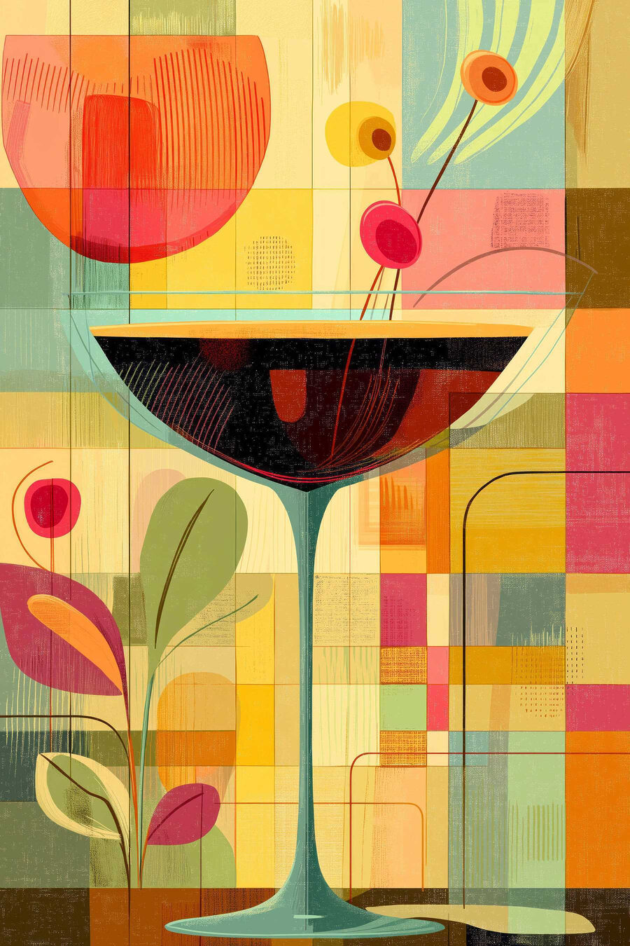 Copa de vino geométrica — diseño completo
