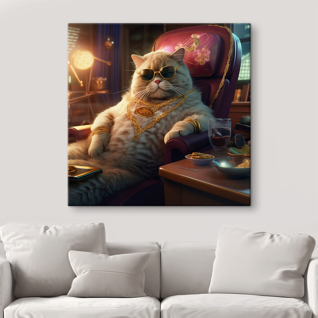 Gato en sillón rojo — interior 2