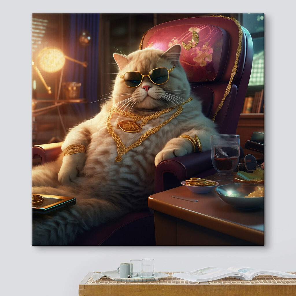 Gato en sillón rojo — interior 3