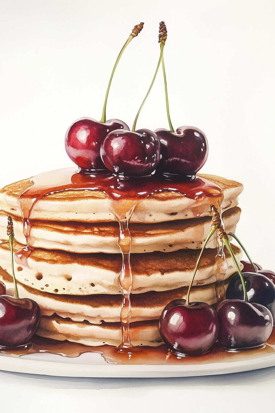 Tortitas con cerezas brillantes — diseño completo