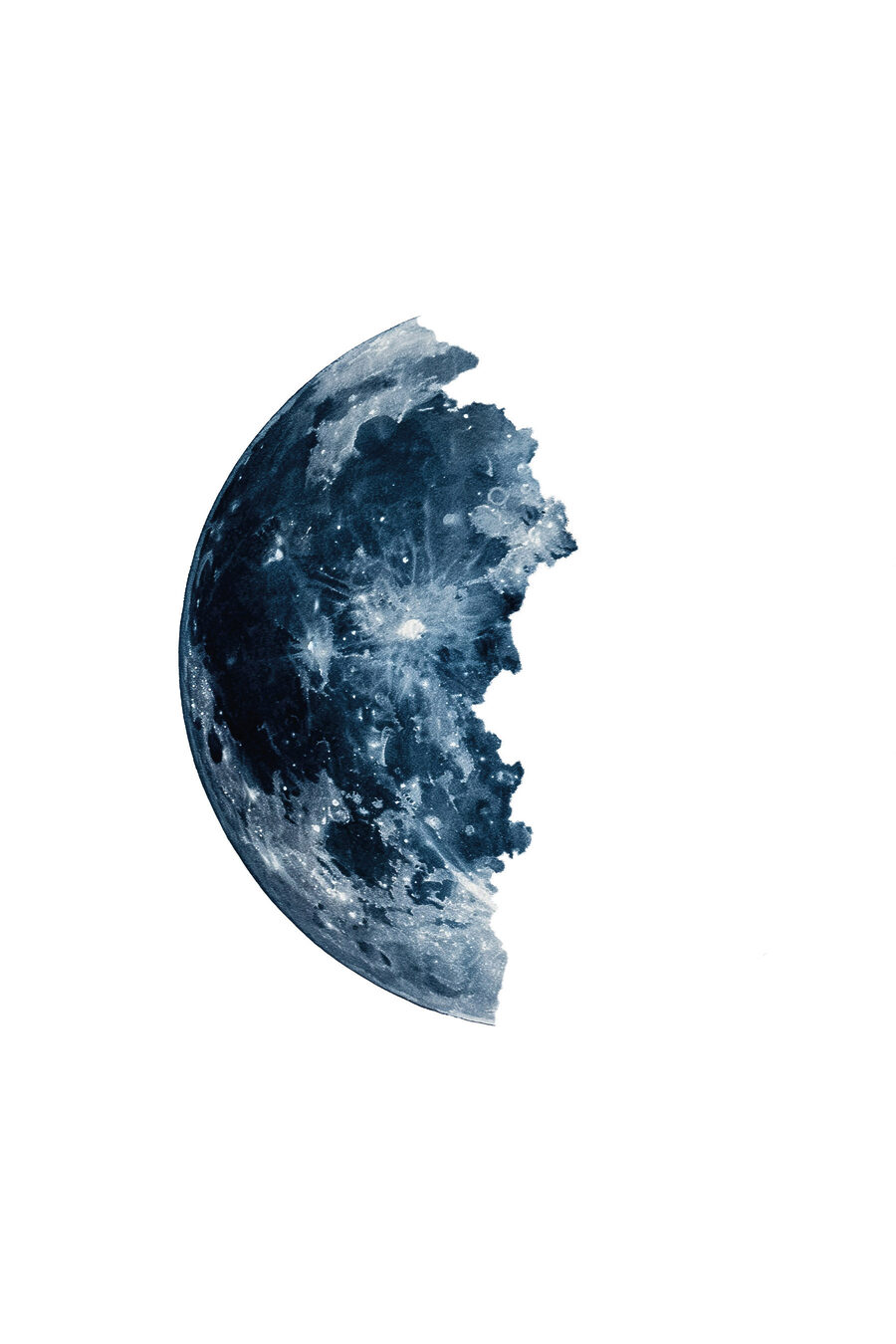 Media luna azul noche — diseño completo
