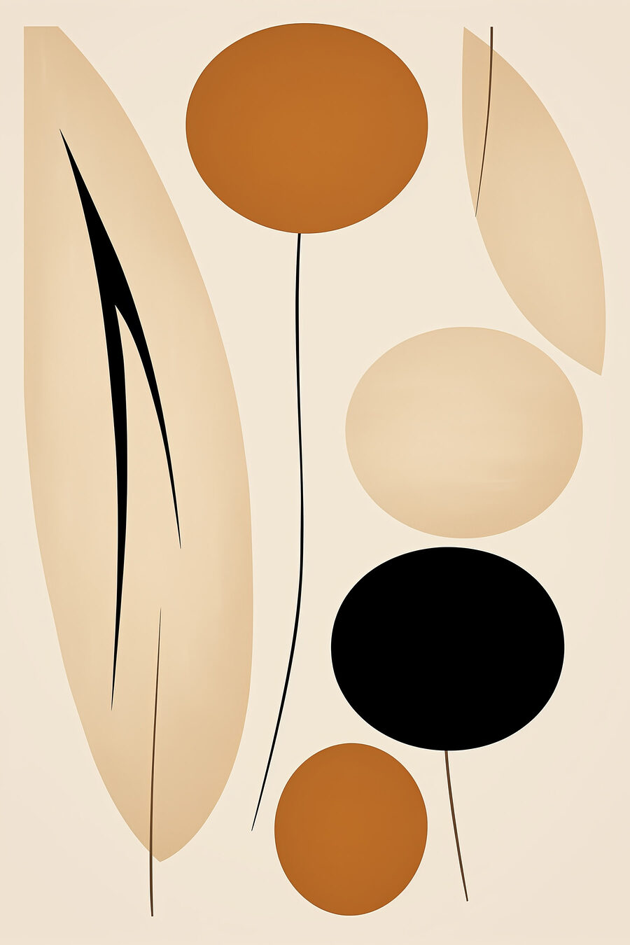 Bolas ocres con hojas — diseño completo