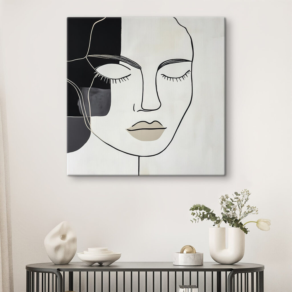 Rostro de líneas finas en un interior