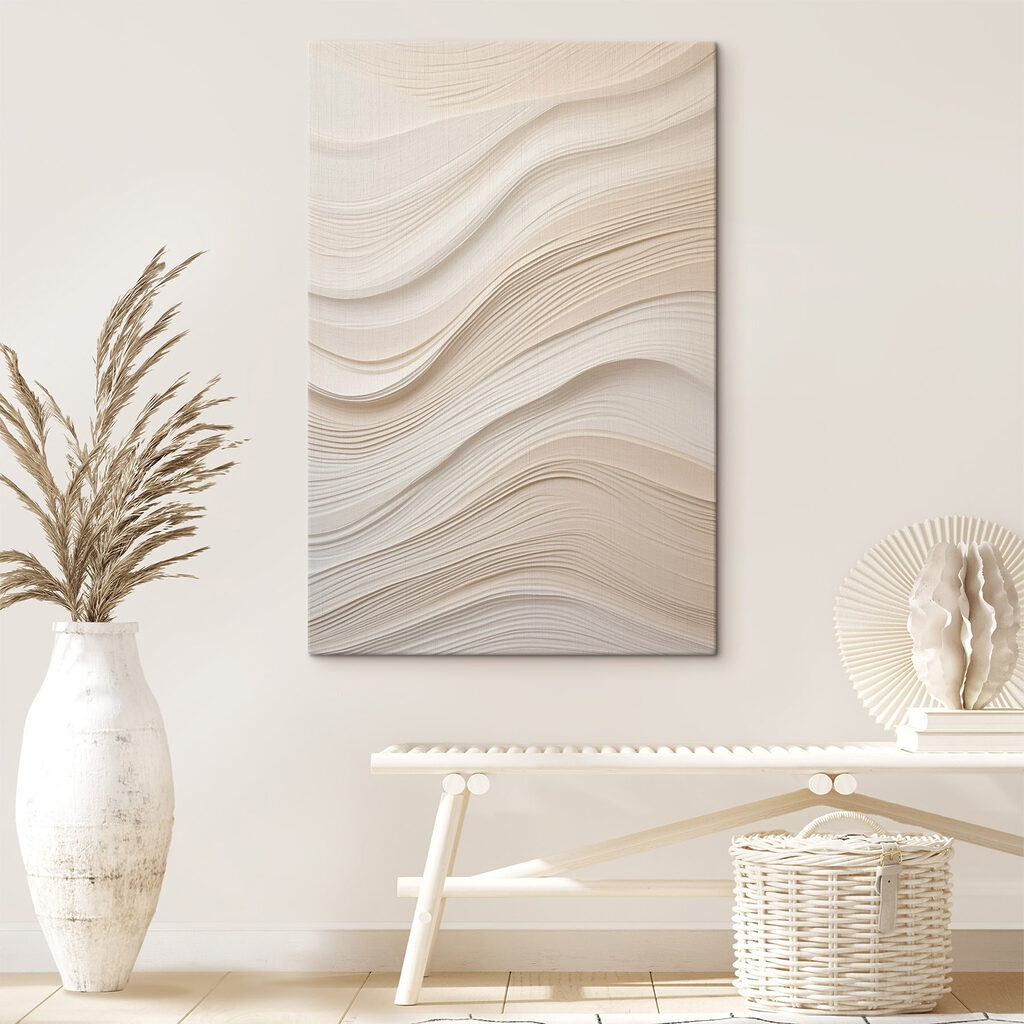 Ondas crema en franjas en un interior