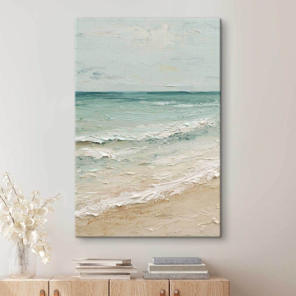 Borde de olas turquesa en un interior