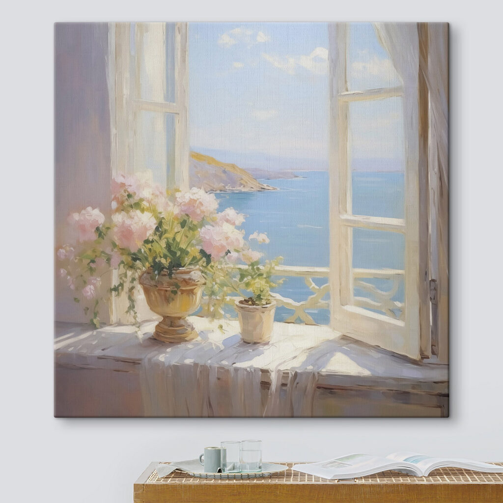 Ventana al mar en un interior