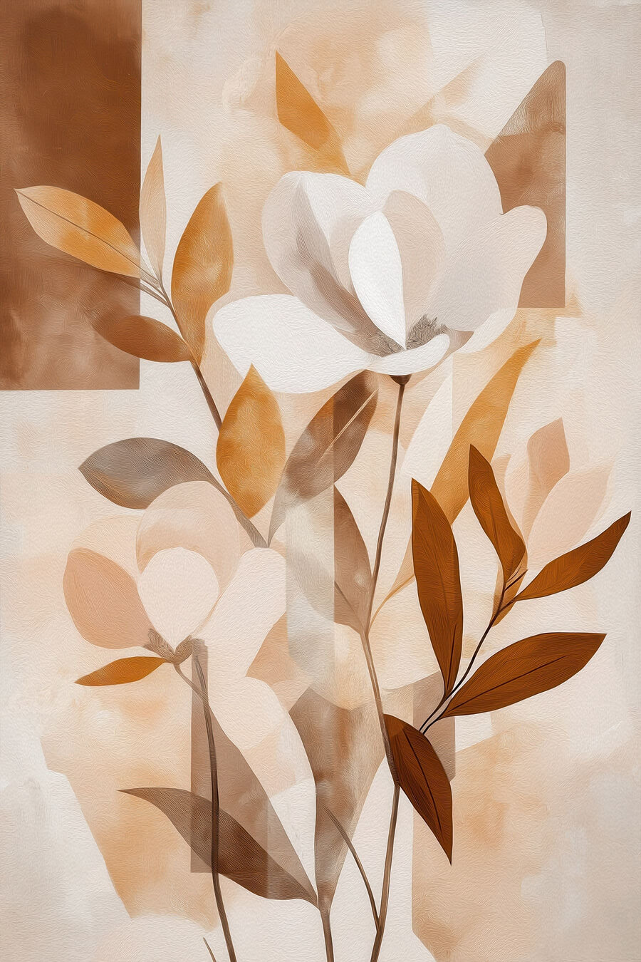 Flor blanca entre ocre — diseño completo