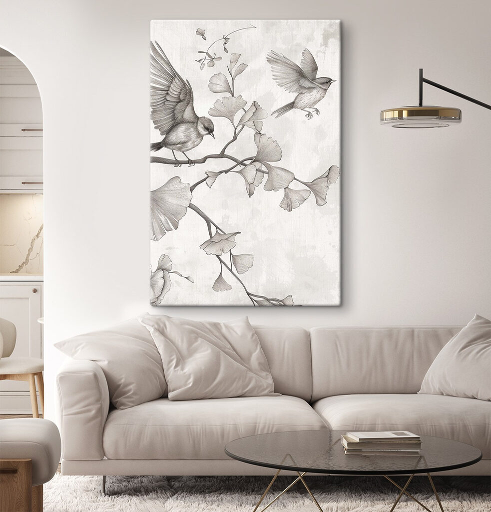 Pájaros entre ginkgos — interior 2