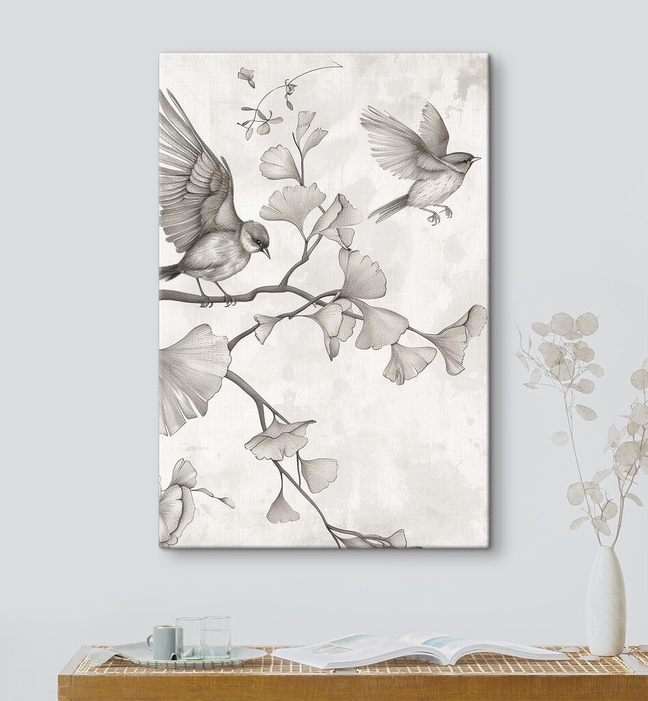 Pájaros entre ginkgos — interior 1