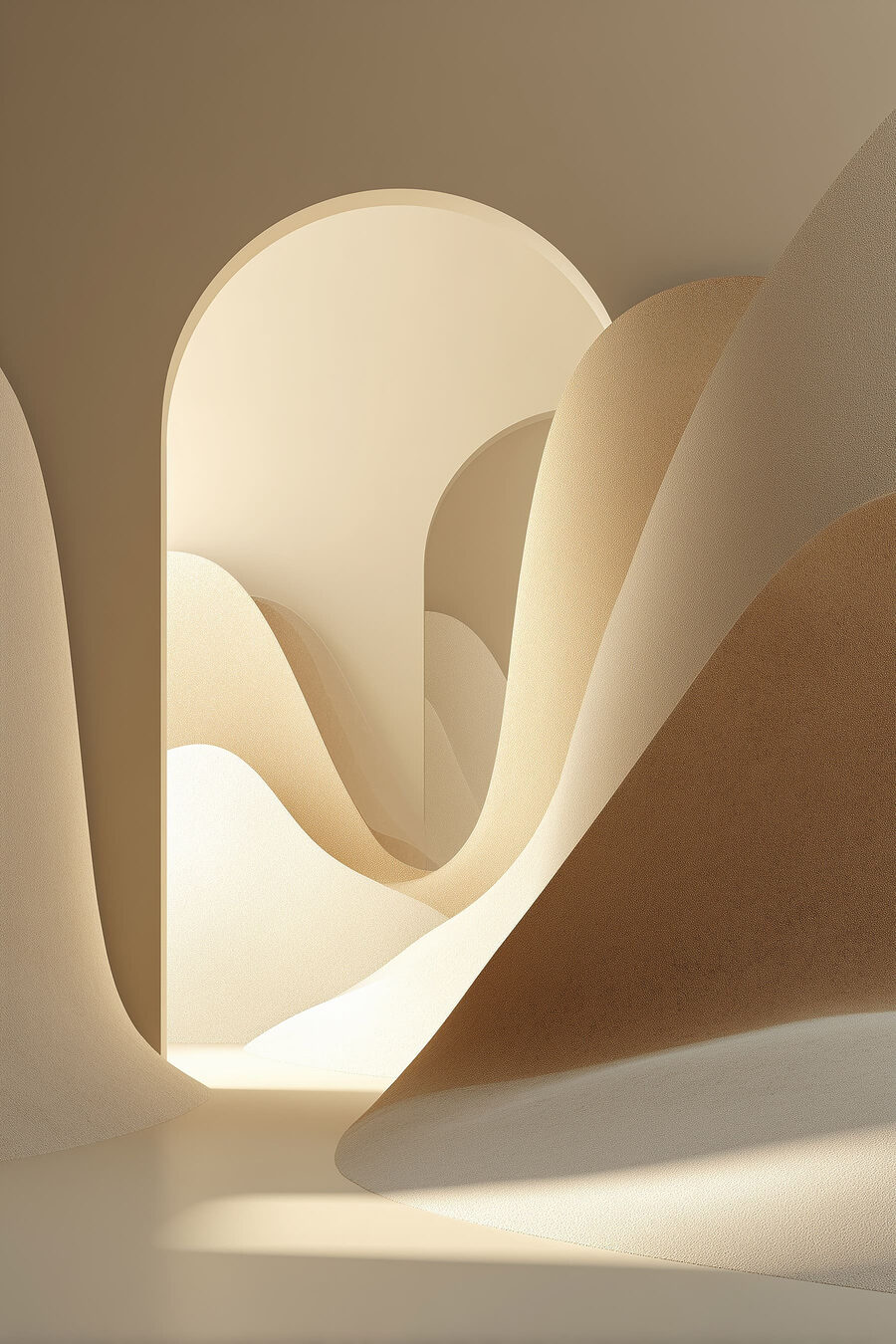 Arco luminoso entre dunas — diseño completo