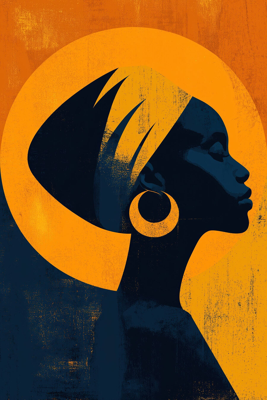 Perfil azul ante naranja — diseño completo