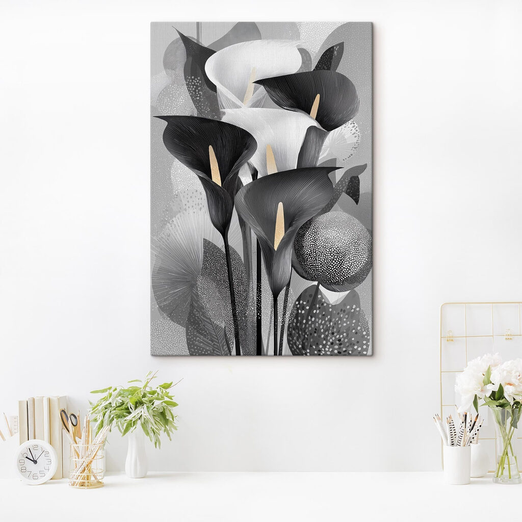 Cálices negros y blancos en un interior