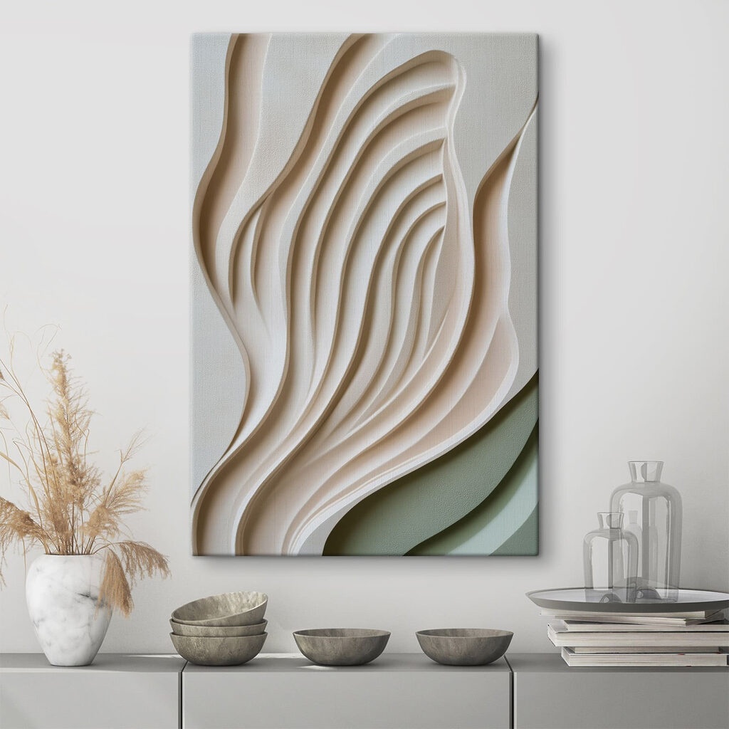 Ondas pálidas sobre verde en un interior
