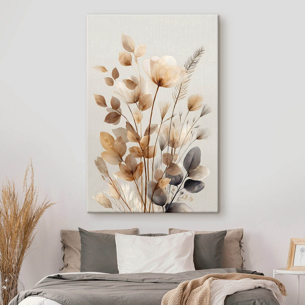 Espigas finas sobre beige en un interior