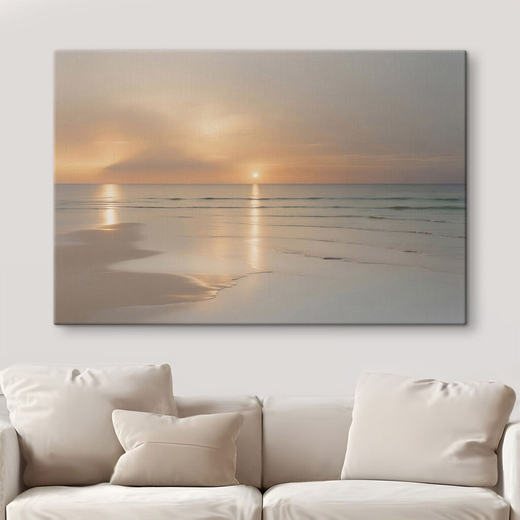 Atardecer sobre el mar en un interior