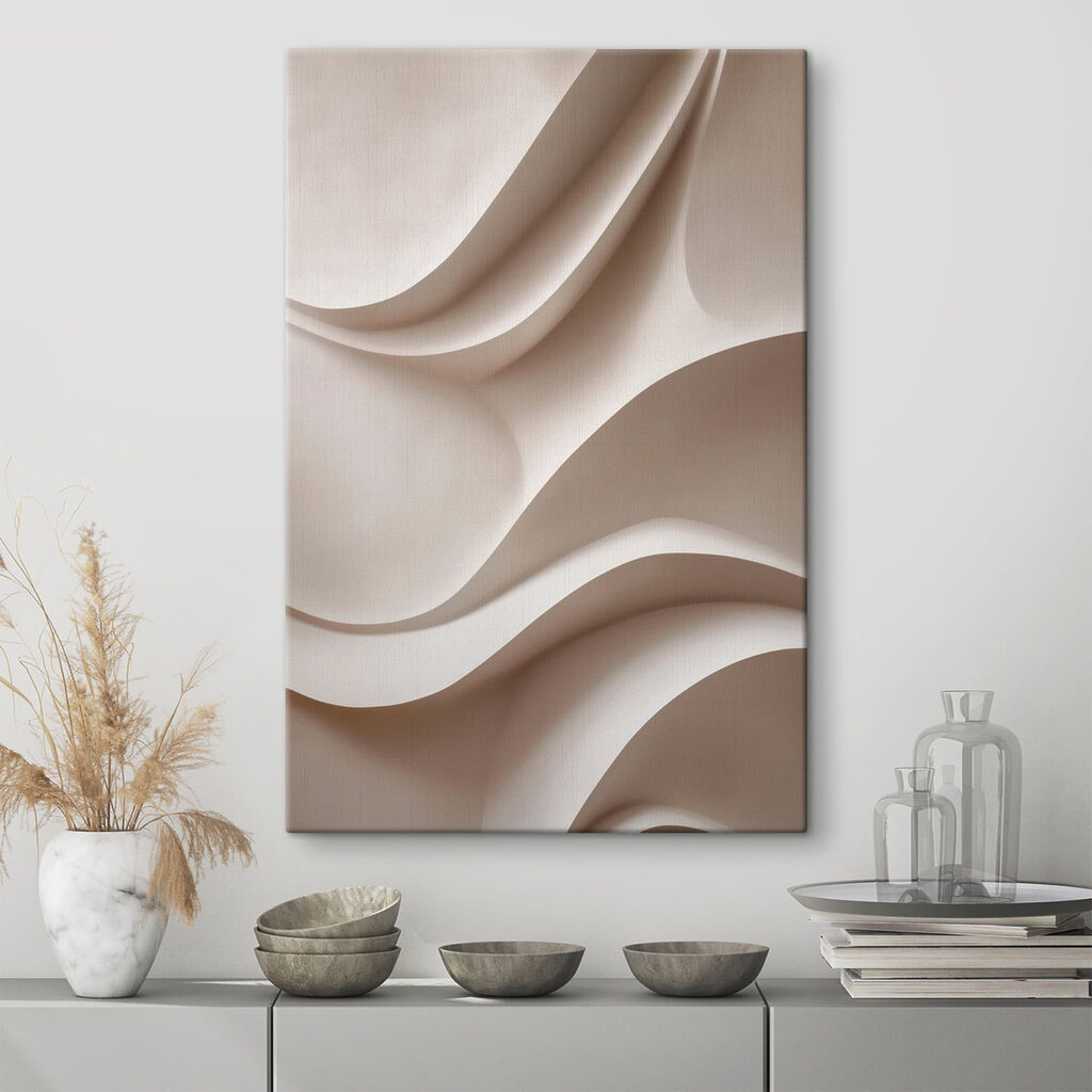 Curvas beige con sombra en un interior