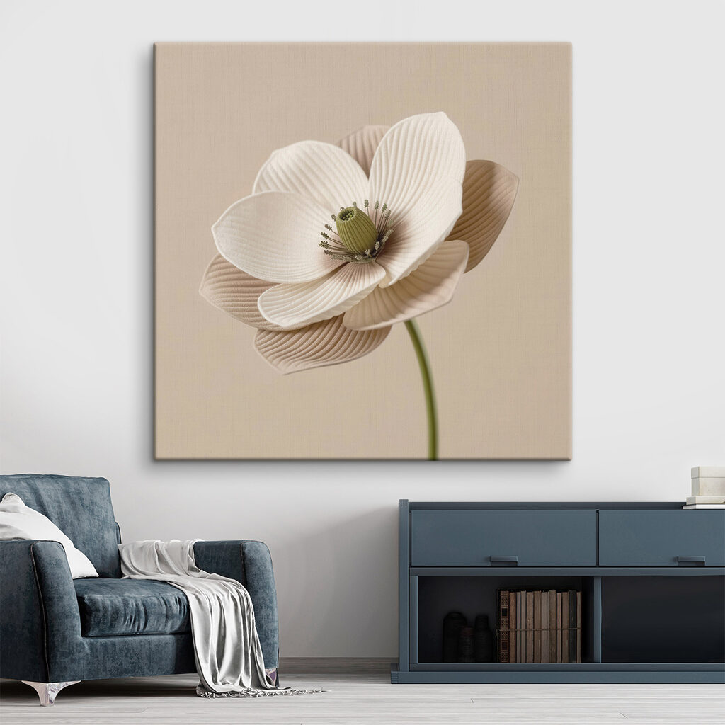 Flor estriada sobre beige — interior 1