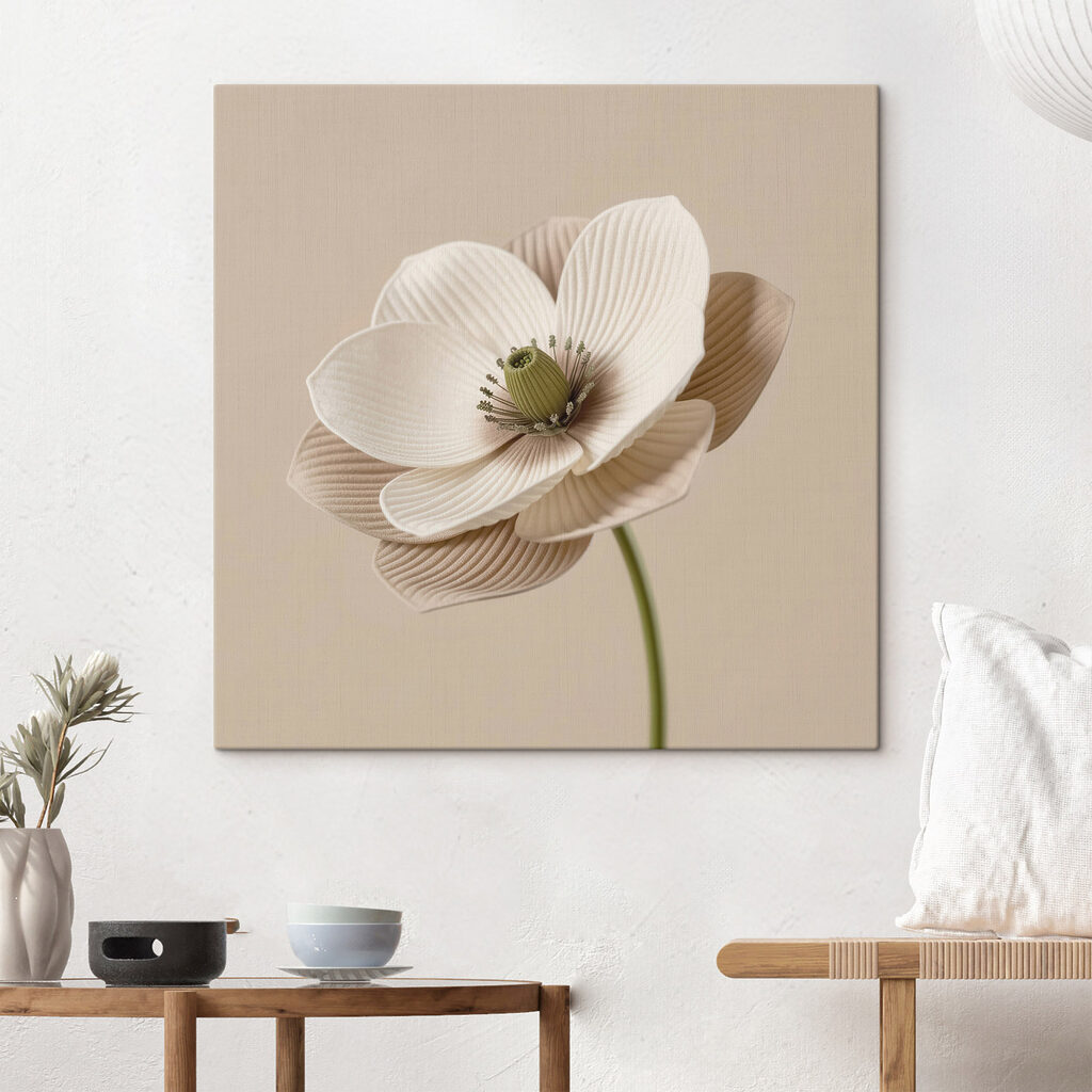 Flor estriada sobre beige — interior 3