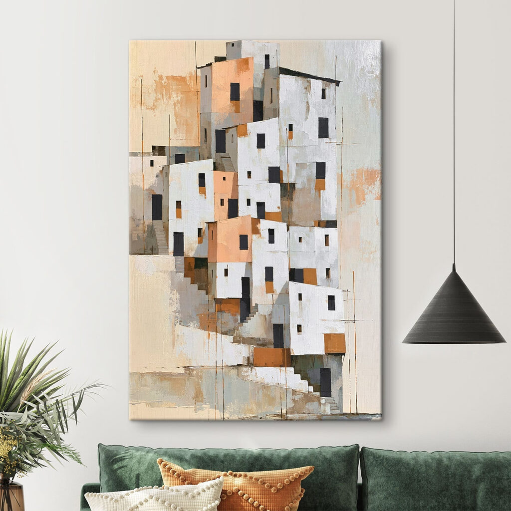 Casas blancas en bloques en un interior