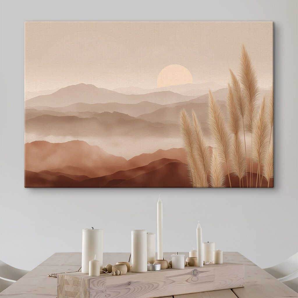 Valle al atardecer en un interior