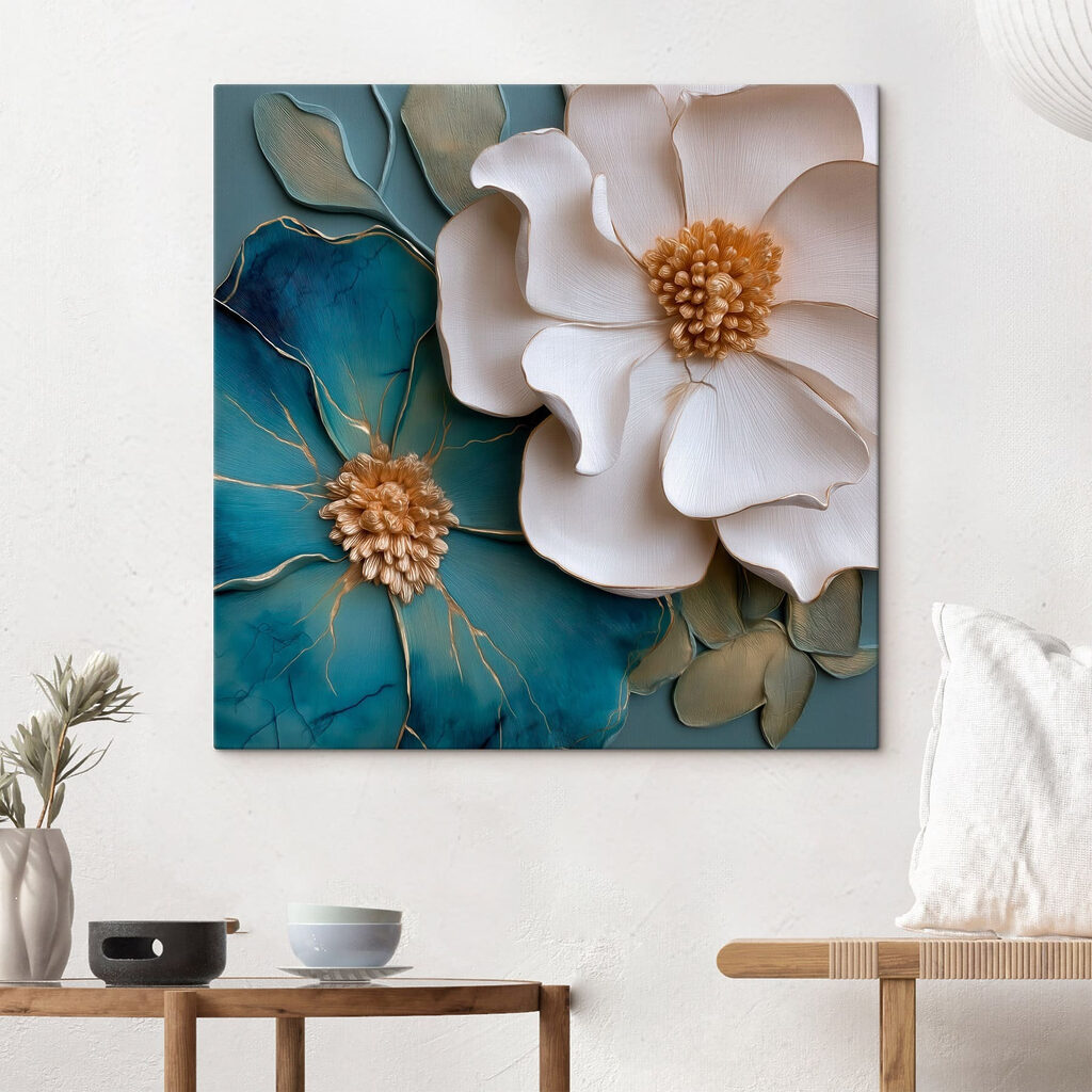 Flor blanca y azul — interior 1