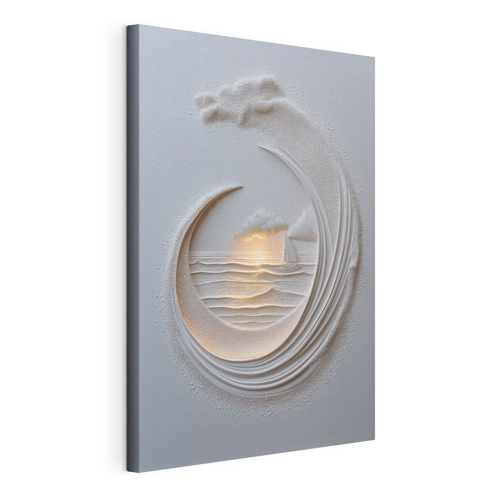 Mar en relieve, lienzo tensado con el borde envolvente