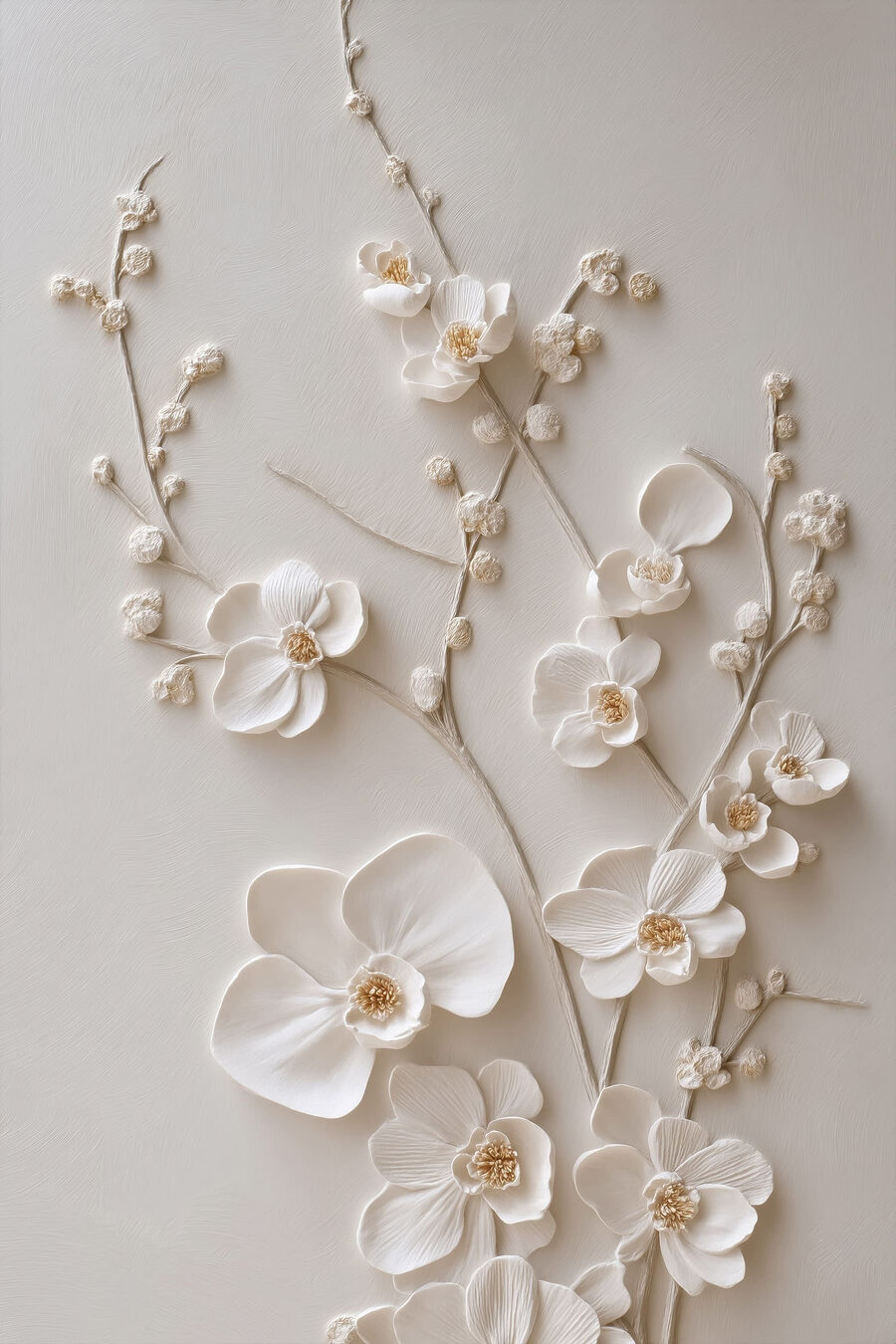 Orquídeas blancas en ramas — diseño completo