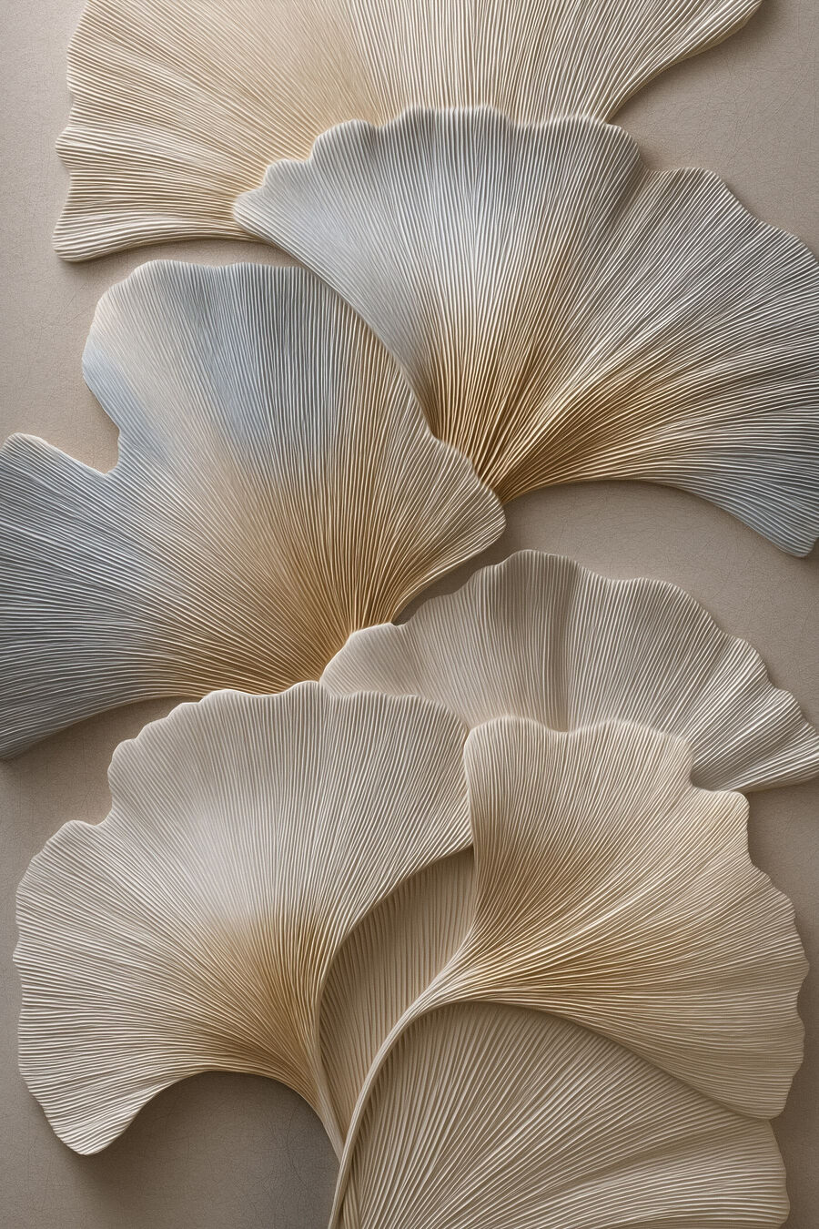 Ginkgo blanco en relieve — diseño completo