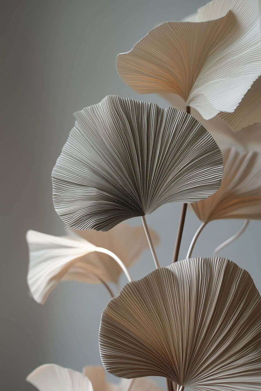 Ginkgo blanco sobre gris — diseño completo