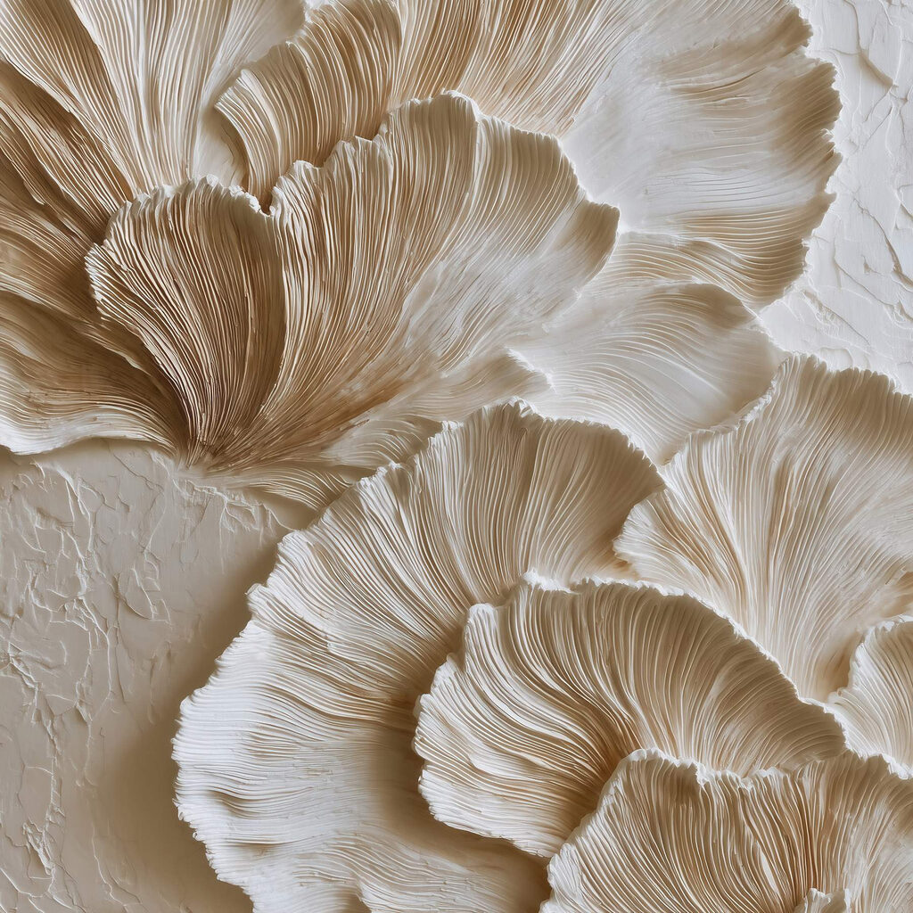 Abanicos crema ondulados — diseño completo