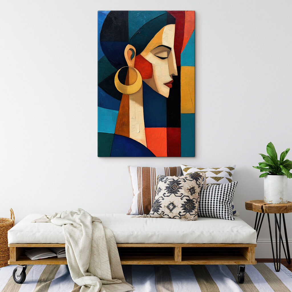 Mujer con pendiente dorado — interior 2