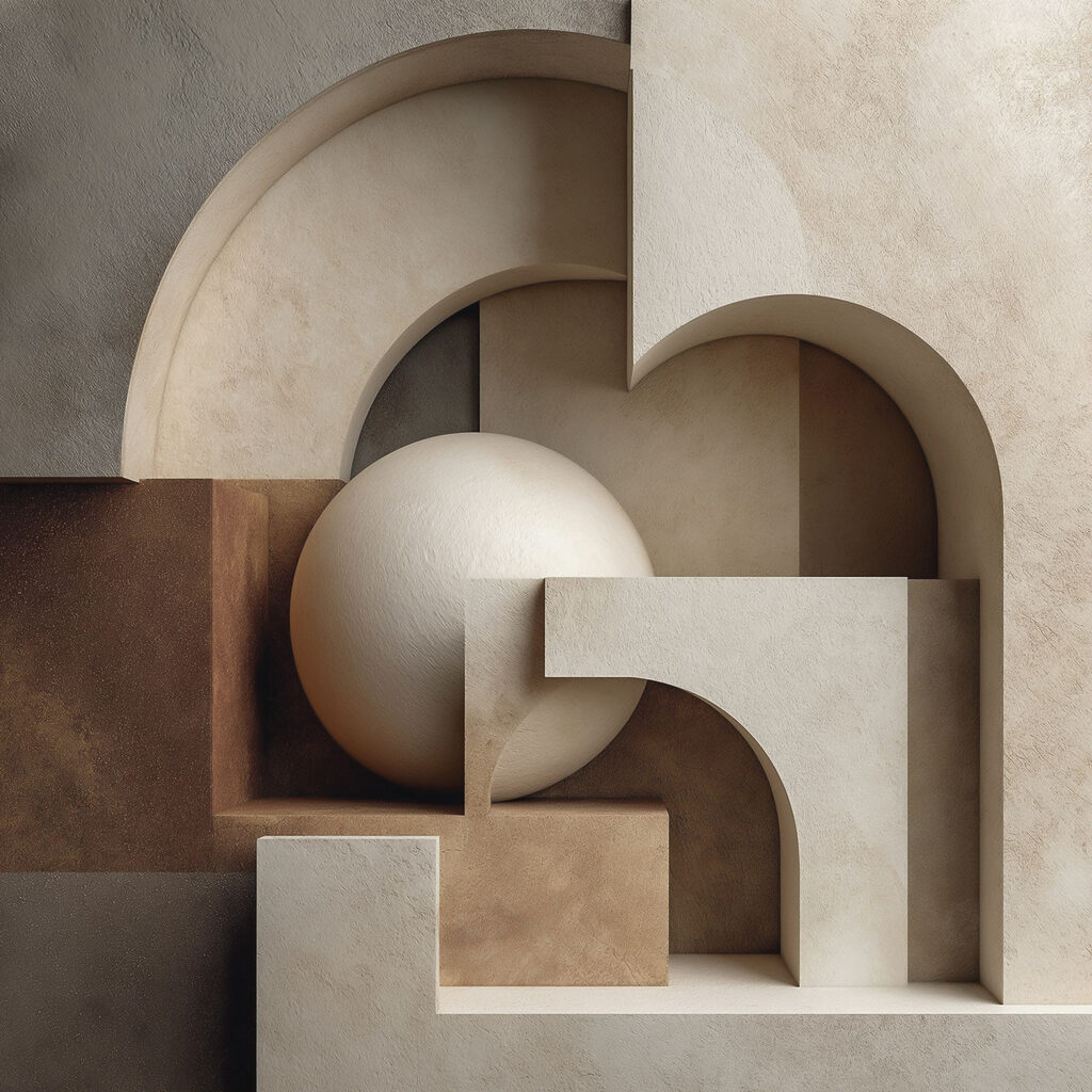 Esferas entre arcos — diseño completo