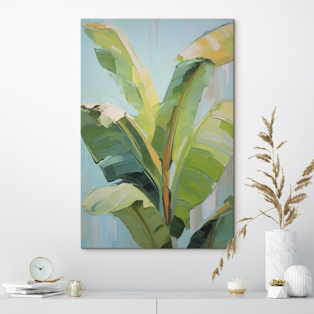 Hojas tropicales sobre azul — interior 2