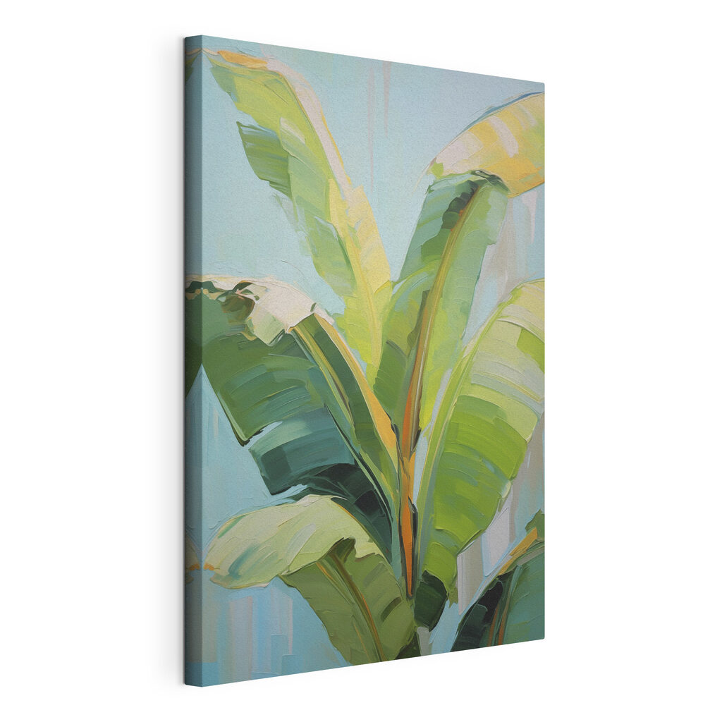 Hojas tropicales sobre azul — vista del producto