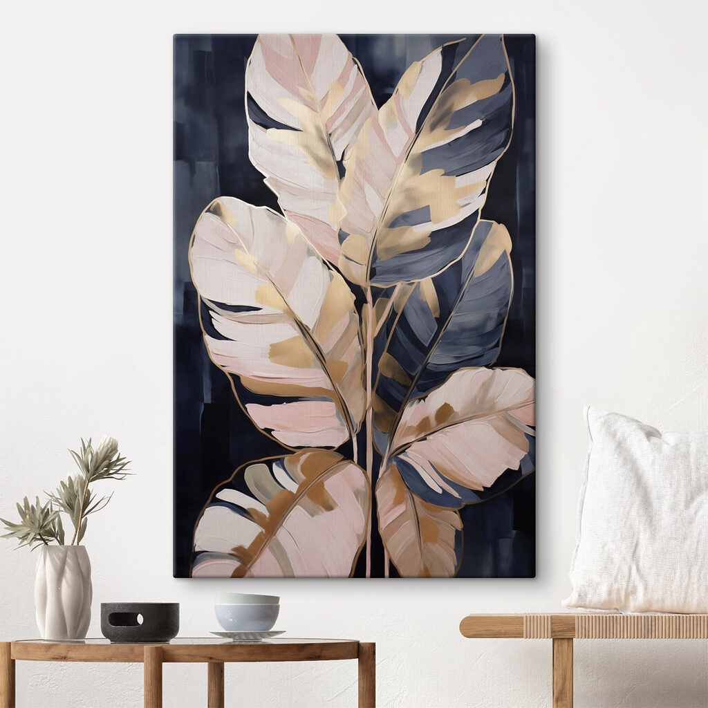 Hojas claras sobre azul — interior 1