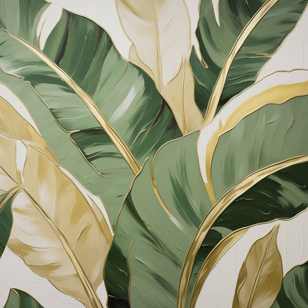 Hojas tropicales en diagonal — diseño completo