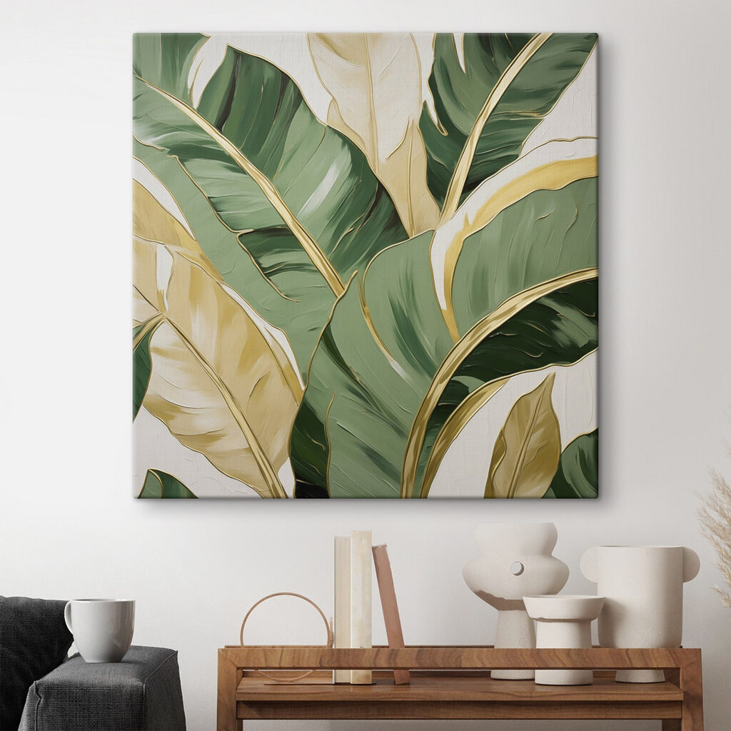 Hojas tropicales en diagonal — interior 2
