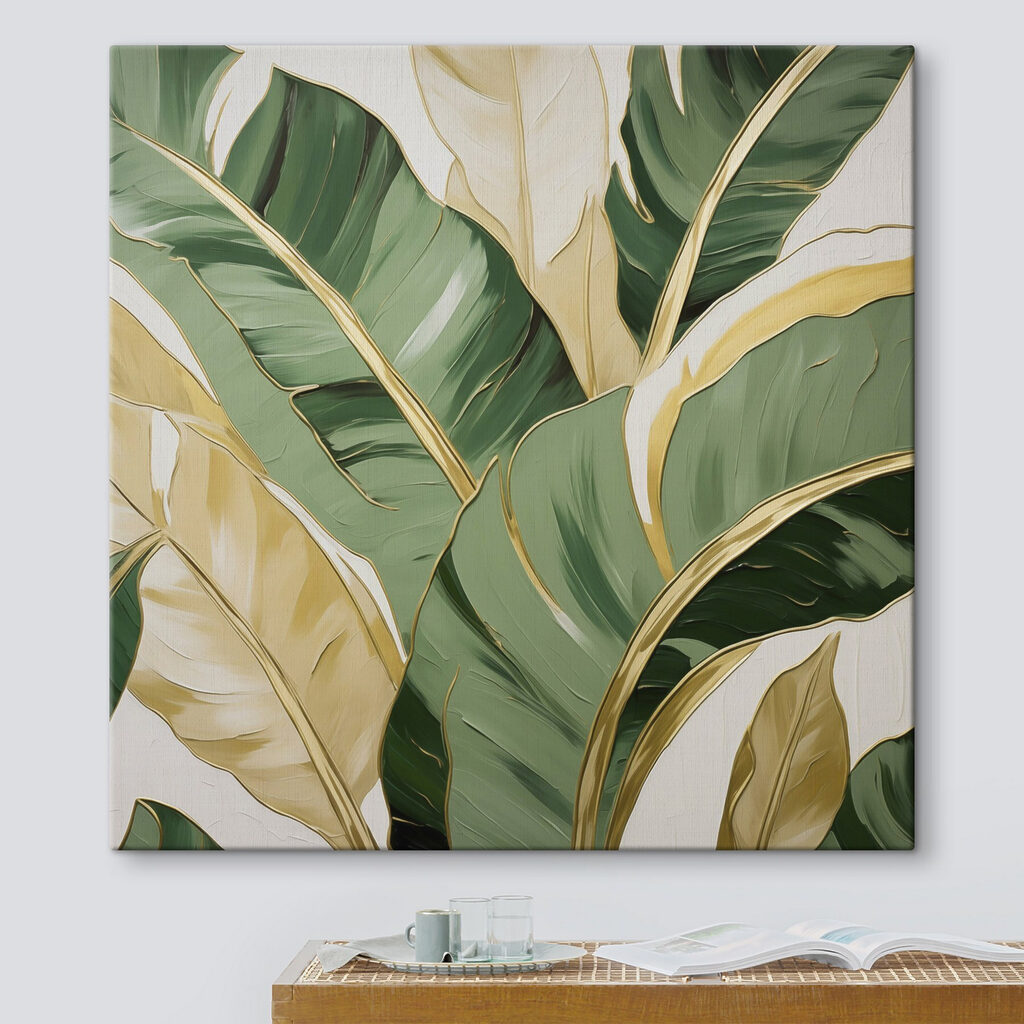 Hojas tropicales en diagonal — interior 1