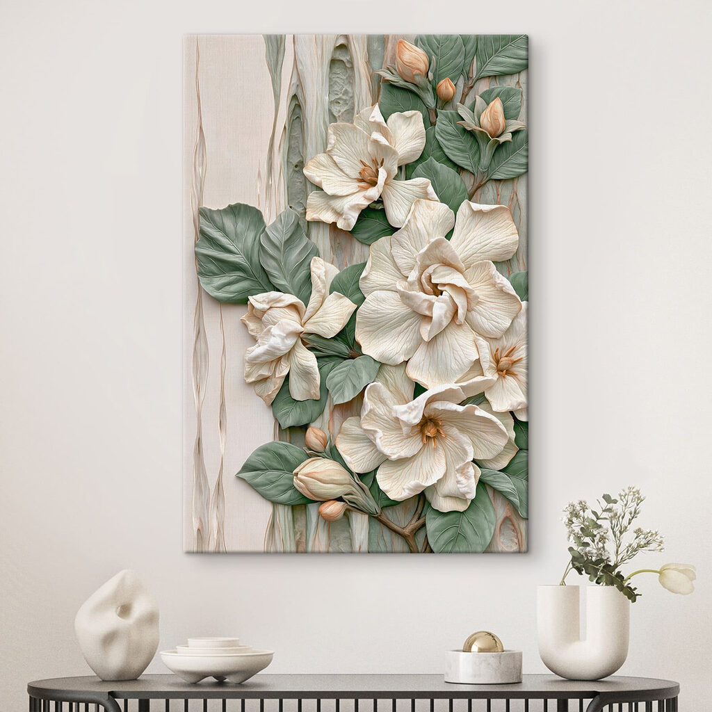 Flores entre hojas redondas — interior 1