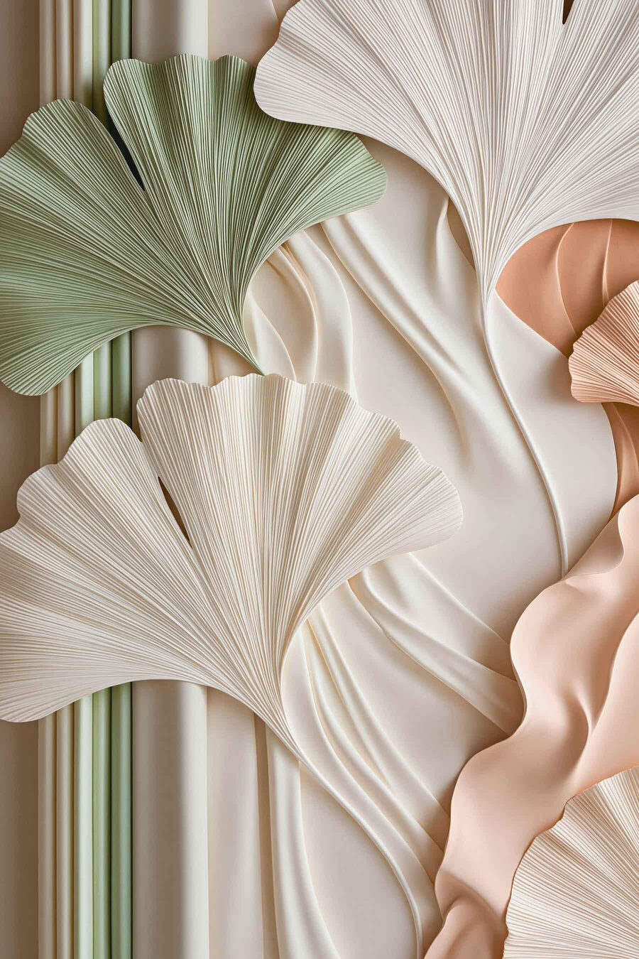 Ginkgo en tonos pastel — diseño completo