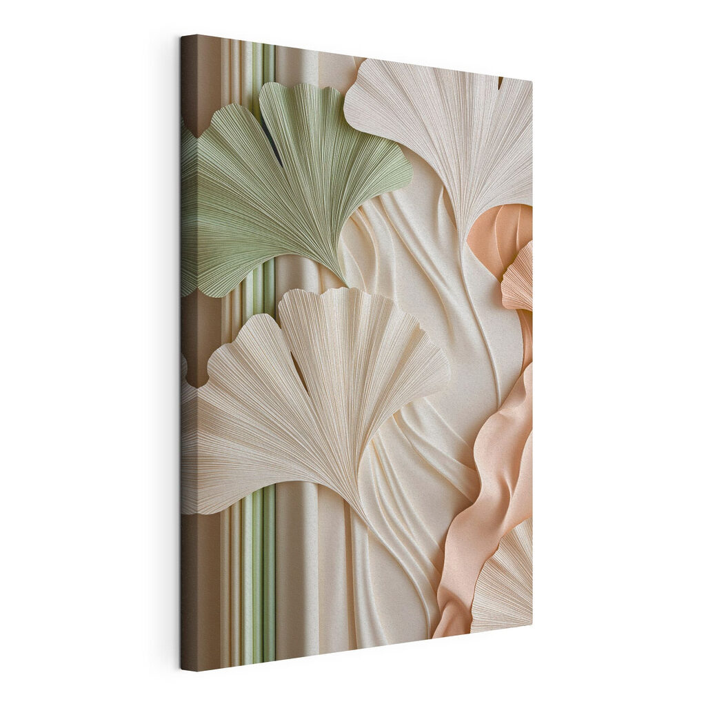 Ginkgo en tonos pastel, lienzo tensado con el borde envolvente